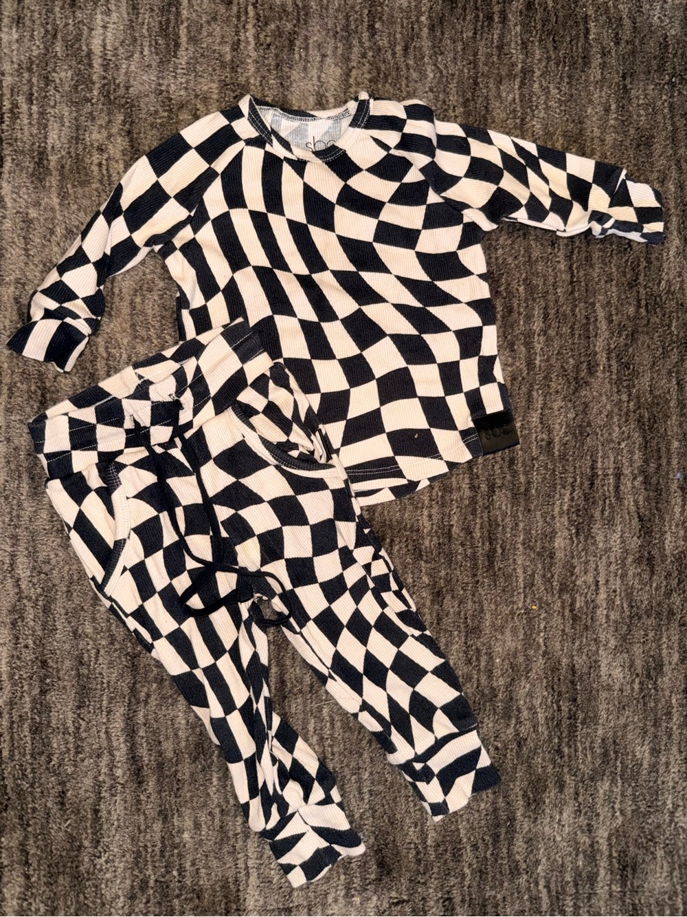 Kids Black & White Checkered Two Piece Set
